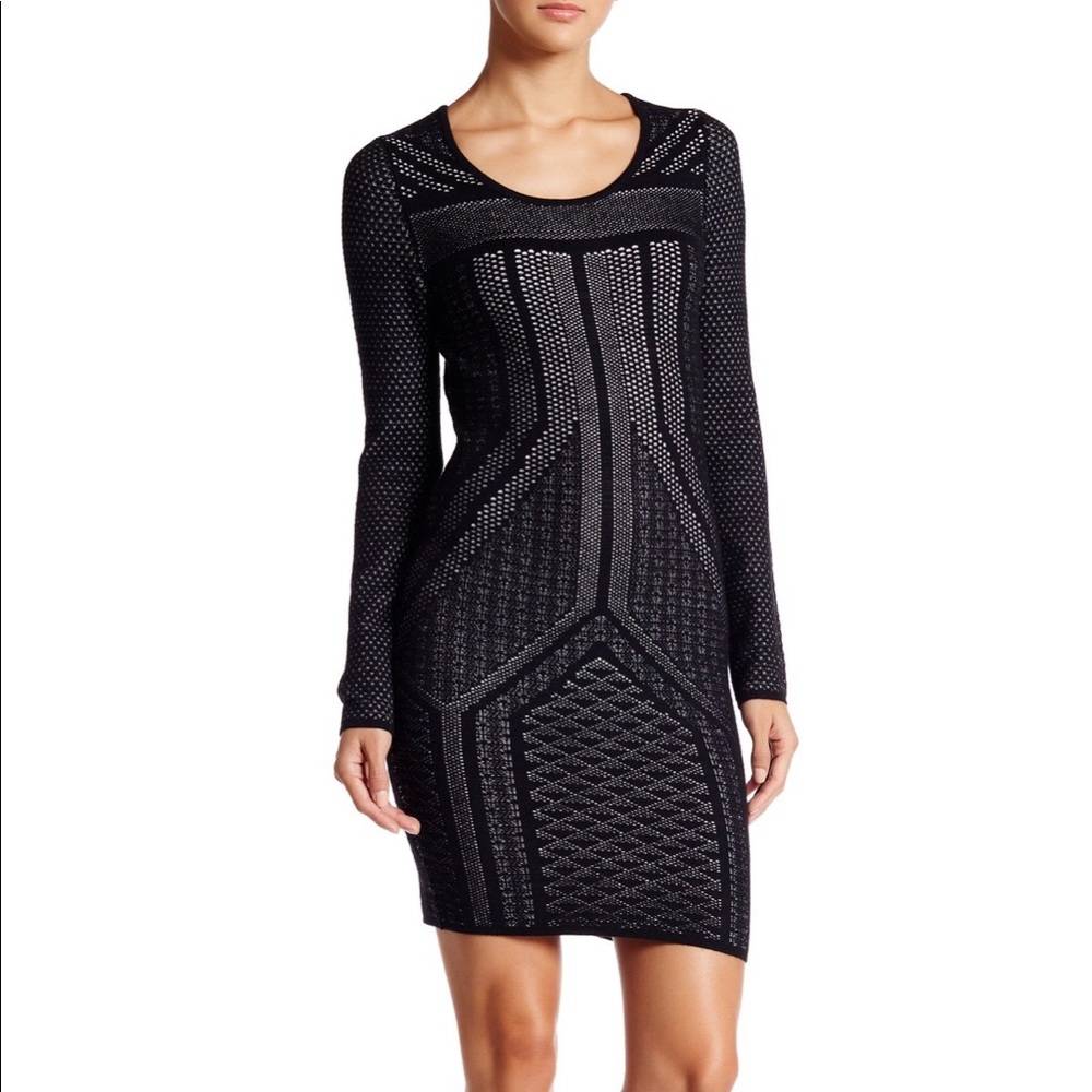NWT Dex long sleeve round neck sweater dress black